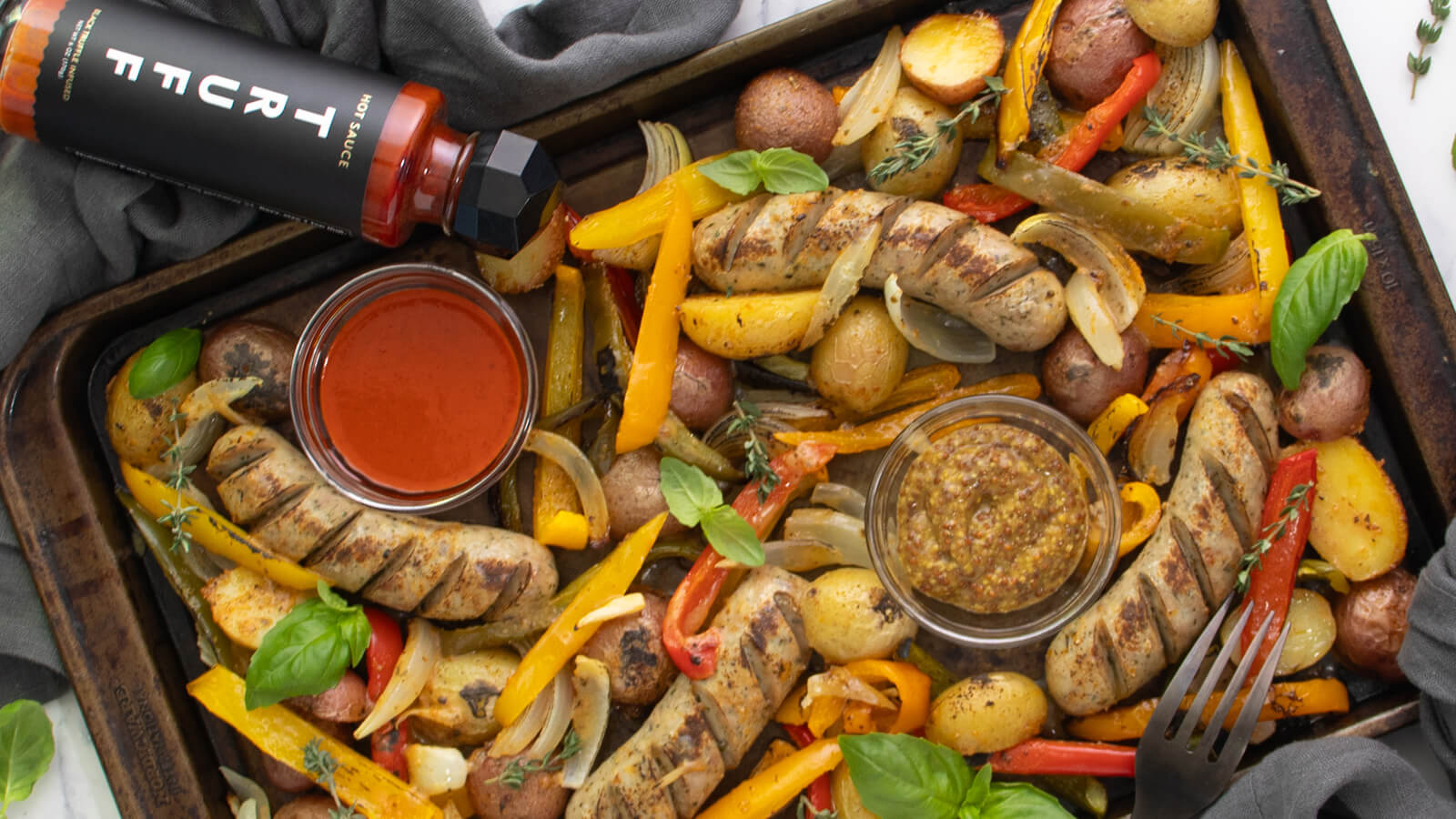 Sheet Pan Sausage, Potatoes & Capsicum Recipe